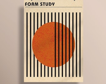 Abstract Form Study Poster Printable, Minimalist Geometric Wall Art, Mid Century Modern Design Print, Digital Download, Modern Poster
