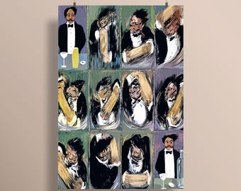 Expressionistische Figur Studieren Poster druckbar, moderne Kunst Wanddruck, abstrakte figurative Malerei, Galerie-Stil digitaler Download, Bar Poster