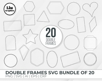Double Frame SVG, Square Frame Bundle, Geometric border svg bundle, Double Border, square frame svg, circle border svg, Instant download