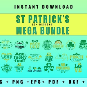 MEGA PAKIET ŚW. PATRYKA, ŚW. PATRYKA SVG, Irlandzki SVG, Koniczyna SVG, Szczęśliwy SVG, Cytaty na Dzień Św. Patryka, Sylwetka, Natychmiastowe pobieranie, Cyfrowy