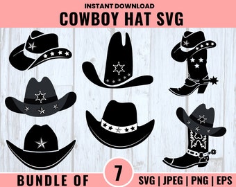 Sombrero de vaquero svg, vaquero svg, sombrero de vaquera svg, svg occidental, sombrero de vaquero png, imágenes prediseñadas, vector, sombrero de campo svg, sombrero svg, para cricut y silueta
