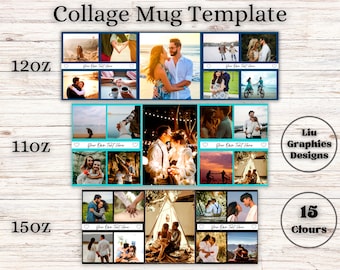 Photo Collage Template For Mug,  Family Photo Collage Template, Digital template for sublimation in Mugs, Mug Design Template