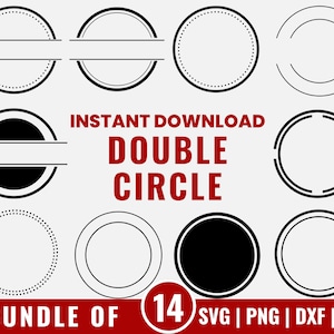 Doppelter Kreis Rahmen SVG-Bundle, Kreis-Rahmen-Svg, Doppel-Kreis-Svg, Kreis-Monogramm-Svg, Kreis-Rahmen-Svg, Kreis-Rahmen Png, SVG-Bundle