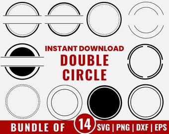Double Circle Frame Svg Bundle, Circle Border Svg, Double Circle Svg, Circle Monogram Svg, Circle Frames Svg, Circle Frame Png, Svg Bundle