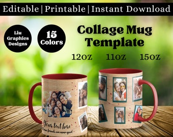 Photo Collage Mug, Family Photo Template For Mug , Photo Collage canva Template, Family Photo Collage Template