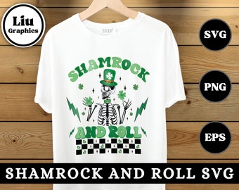 Shamrock And Roll Svg, St. Patrick's svg, funny st patricks day svg, shamrock and roll png, Retro St Patricks Svg, Digital Download