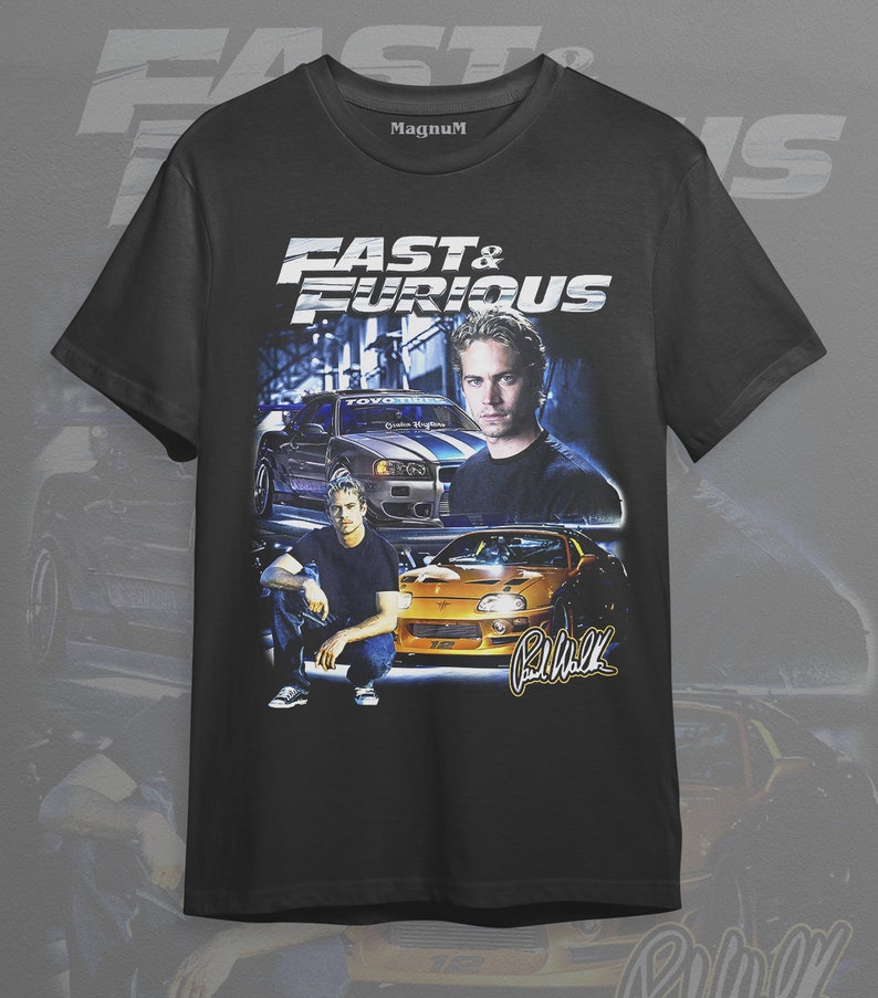 Fast & Furious Paul Walker Tshirt - Fast and Furious Movie Tee - Fast and Furious Merch - Paul Walker Shirt ID Black
