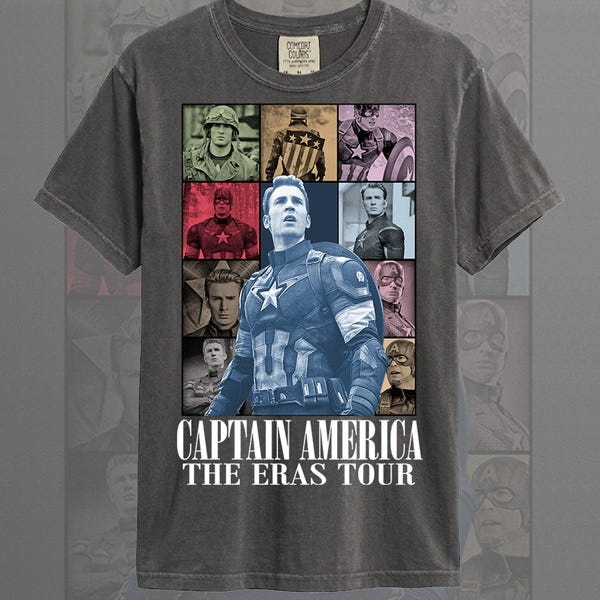 Camiseta unissex de tecido macio Chris Evans Capitão América The Eras Tour ID