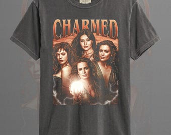 Camiseta de Charmed 1998, camiseta de la serie de televisión Halliwell Sisters, camiseta gráfica de drama de fantasía y brujería, regalo retro de los 90 para fans, diseño retro de camiseta con identificación.