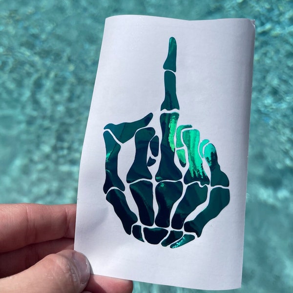 Skull Hand | Middle Finger Skull Hand Vinyl Decal Sticker | Skeleton Hand | F You Skull Hand | Flipping Off | Flipping the Bird Skull Hand