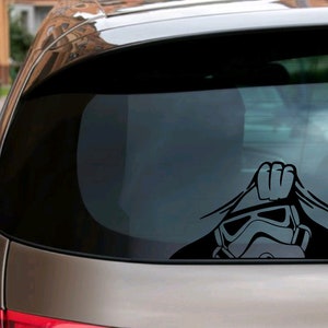 Car Decal |Funny Car Decal | Star Wars | Storm Trooper| Vinyl Decal | Bumper Sticker | Vinyl Car Decal | New Driver Decal | Peeking Trooper