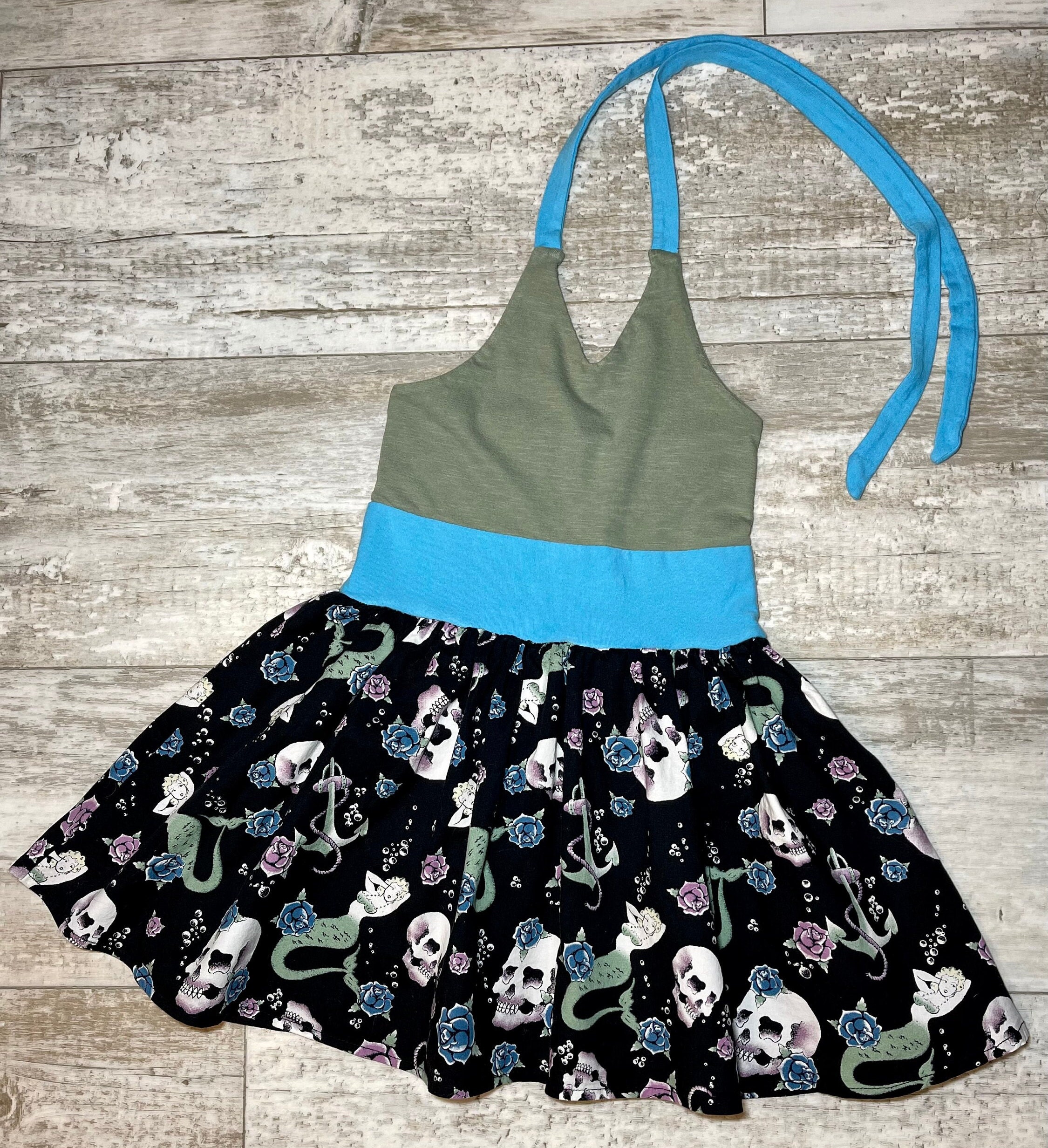 OYS - Final Sale - Holly Swing Dress in Halloween Skull Lace Print