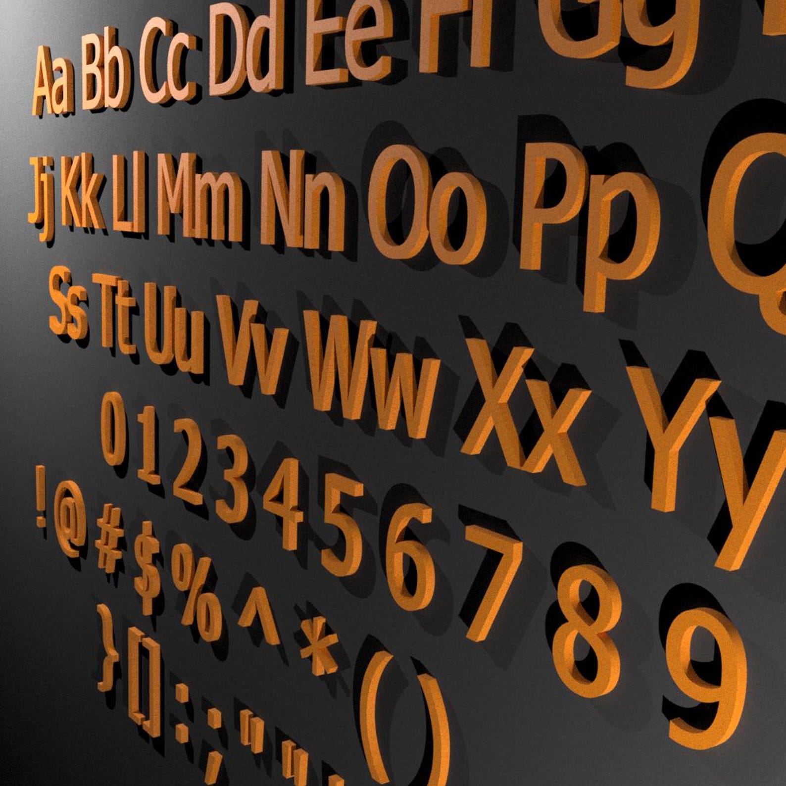 Arial Font STL Files: 3D Printing Letters, Numbers, Symbols (100mm ...