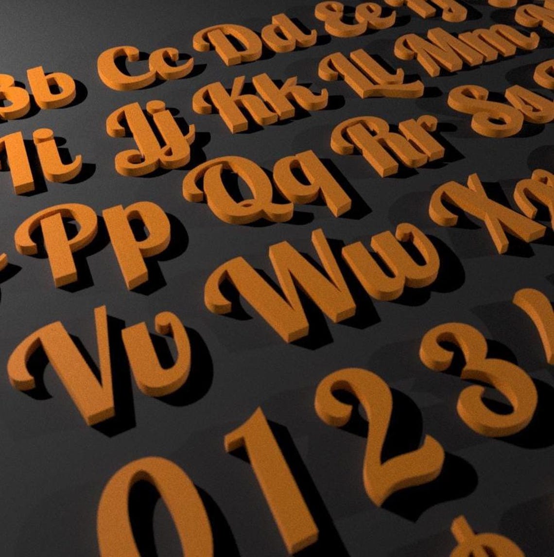Stl Letters Lobster Font Alphabet STL Files – 3D Printable Letters, Numbers ...