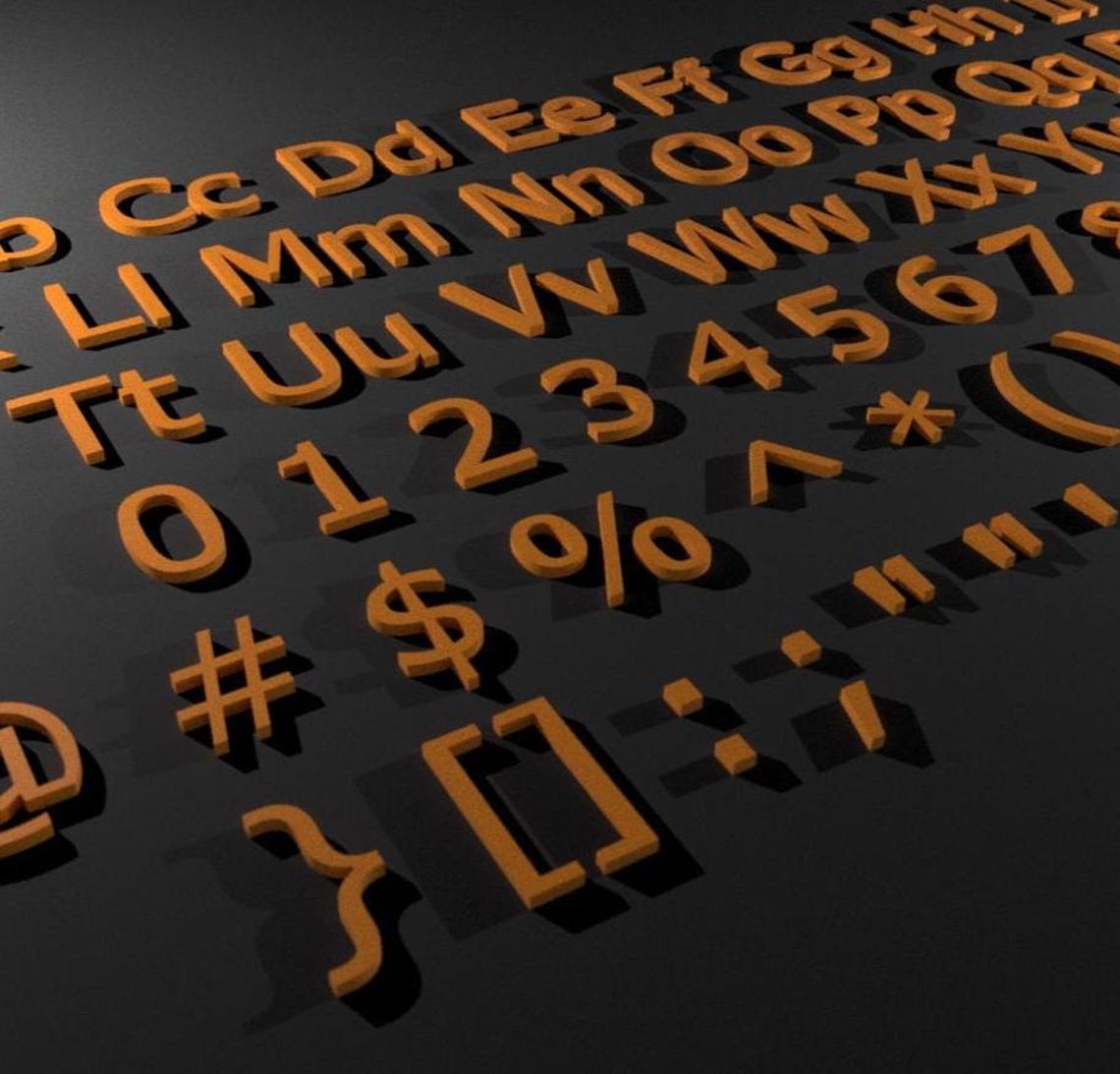 Arial Font STL Files: 3D Printing Letters, Numbers, Symbols (100mm ...