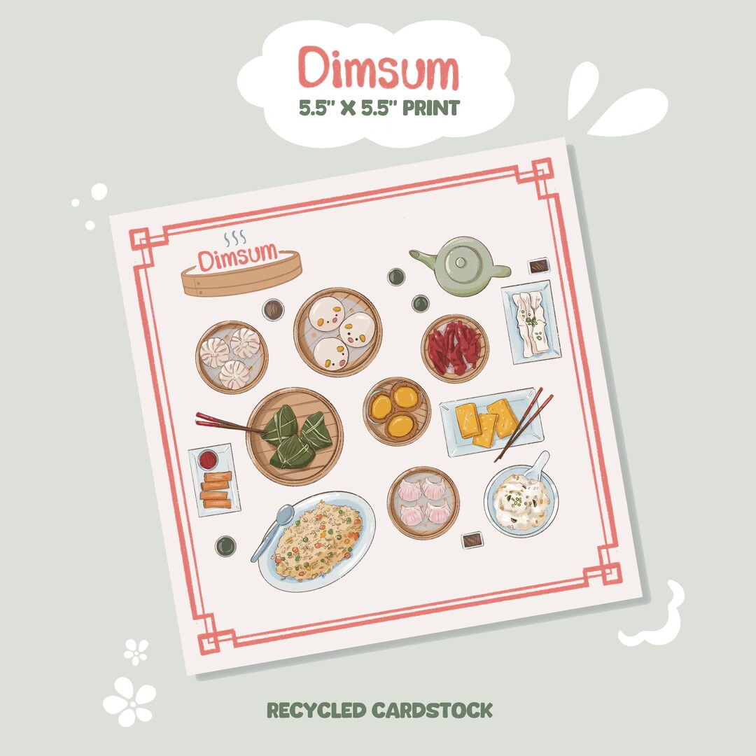 Dim Sum Art Print (5.5x5.5”) | Foodie Gift, Kitchen Decor - Etsy