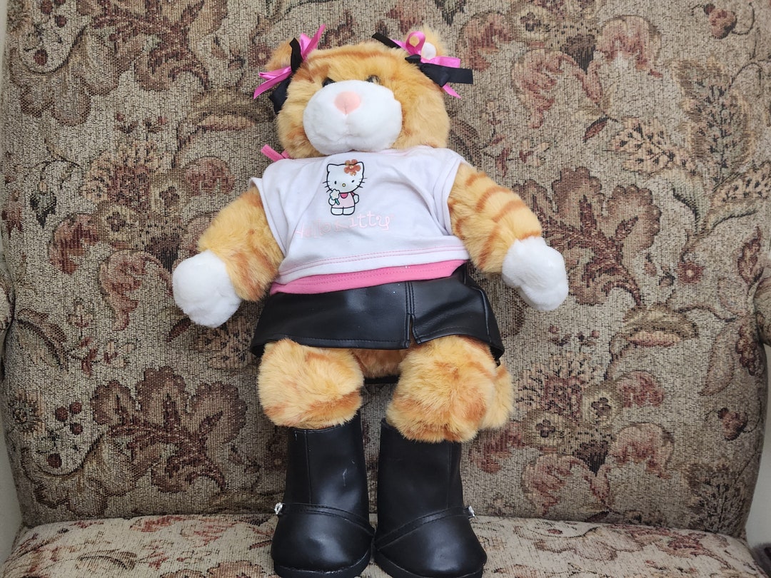 Build A Bear Cat With Hello Kitty Shirt and Leather Skirt With Etsy