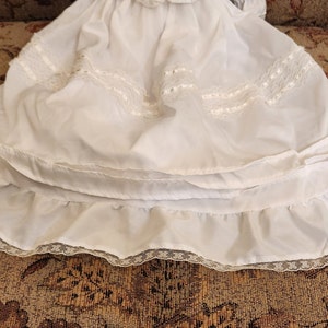 Vintage White Christening Gown Baby Porcelain Doll with Blue Eye just over 13 inches tall with an additional 8 inches of Gown image 10