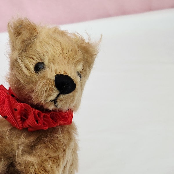 Vintage Miniature Cottage Collectibles by Ganz Light Brown Bear with Red Collar