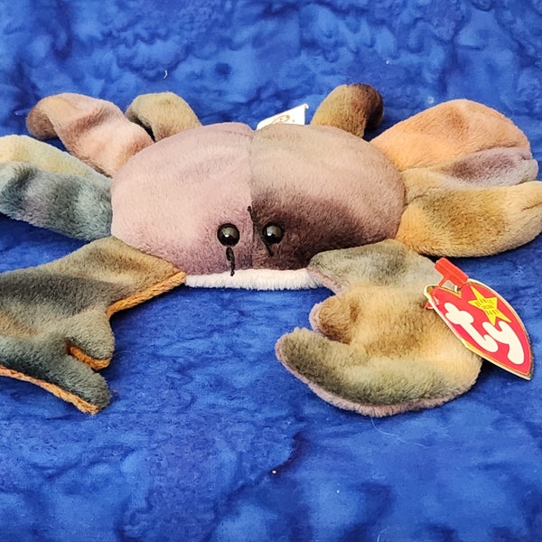 Classic Vintage TY Beanie Baby Under the Sea Claude the Crab