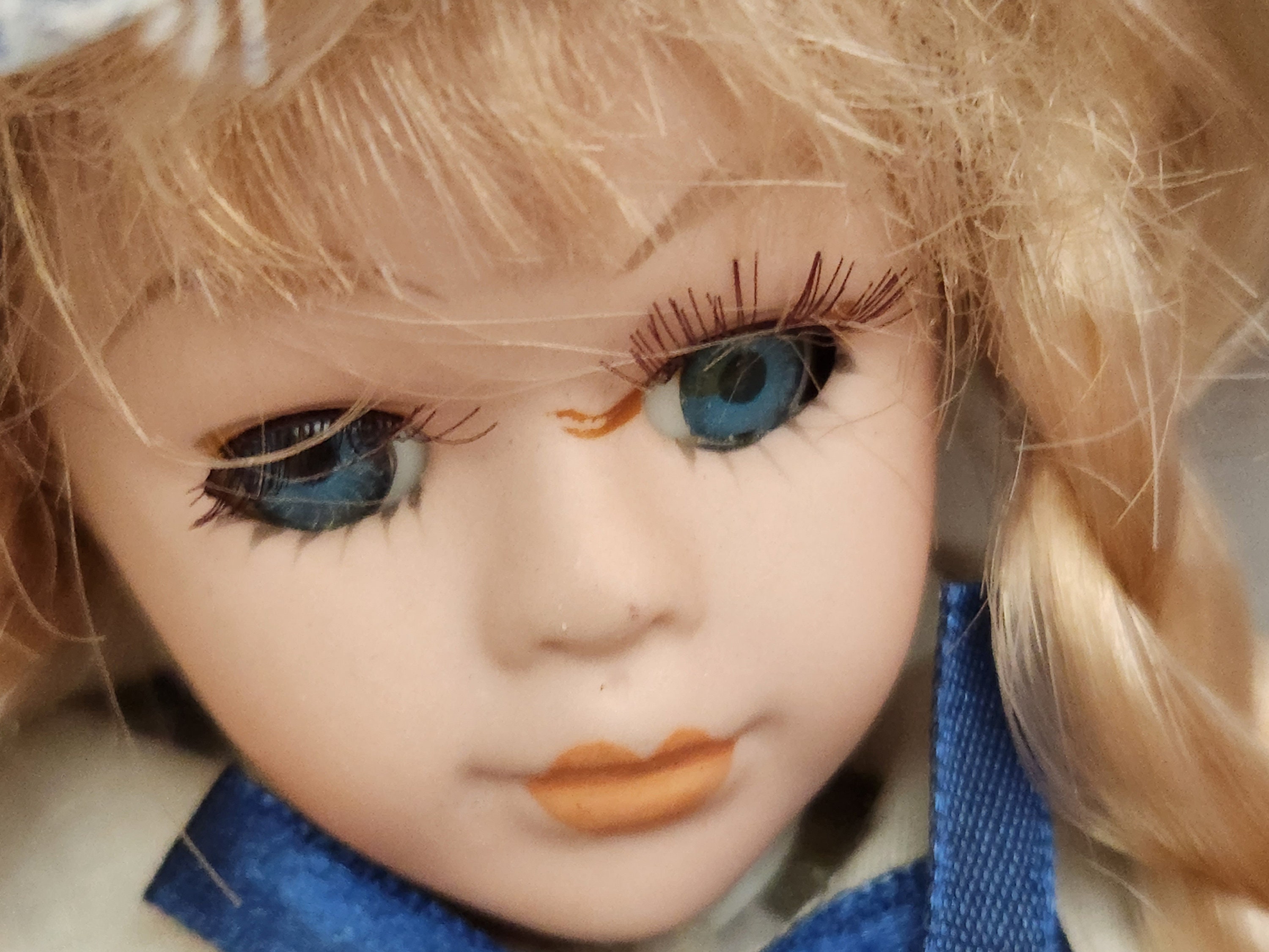 Antique Porcelain Bisque Doll Made in Japan Blue Eyes Soft Body