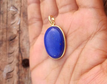 Handgemaakte 18 kt massief gouden lapis lazuli-hanger - natuurlijke edelsteen
