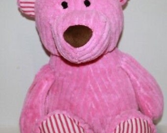 Animal Adventure Teddy Bär 17" Pink Cord Stoff Plüsch Weich Chenille Gerippt