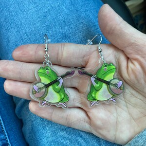 Acrylic Banjo Frog Earrings