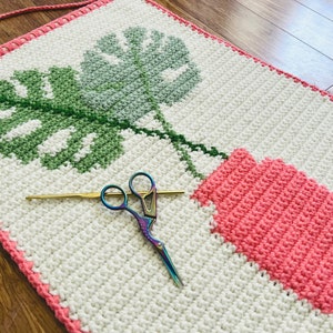 Monstera in a Vase Wall Hanging Crochet Pattern | PDF Download | Crochet Home Decor Pattern | Crochet Tapestry Pattern | Tapestry Crochet