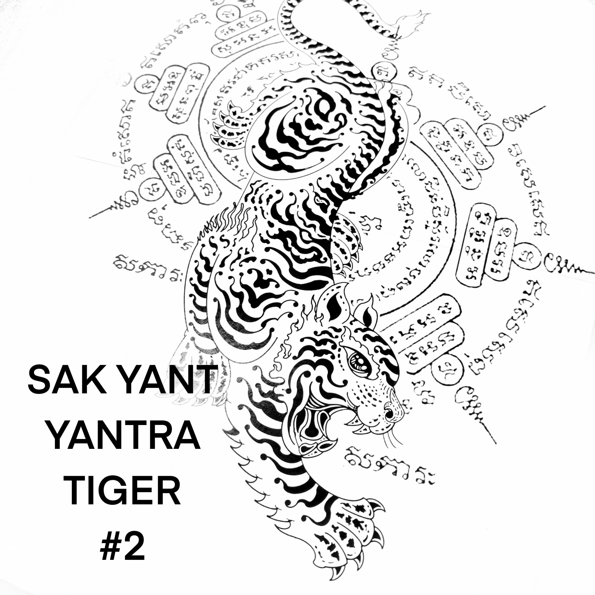 Sak Yant Tiger Tattoo Tiger Tattoo Design Sak Yant Design - Etsy