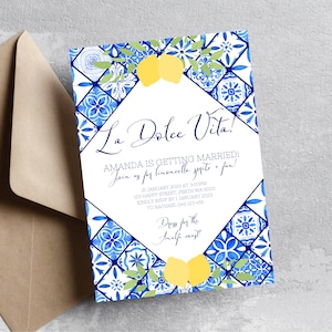 Bridal Shower Invitation Template | Hens Bachelorette Party | La Dolce Vita Amalfi Coast | Digital | Customise In Canva