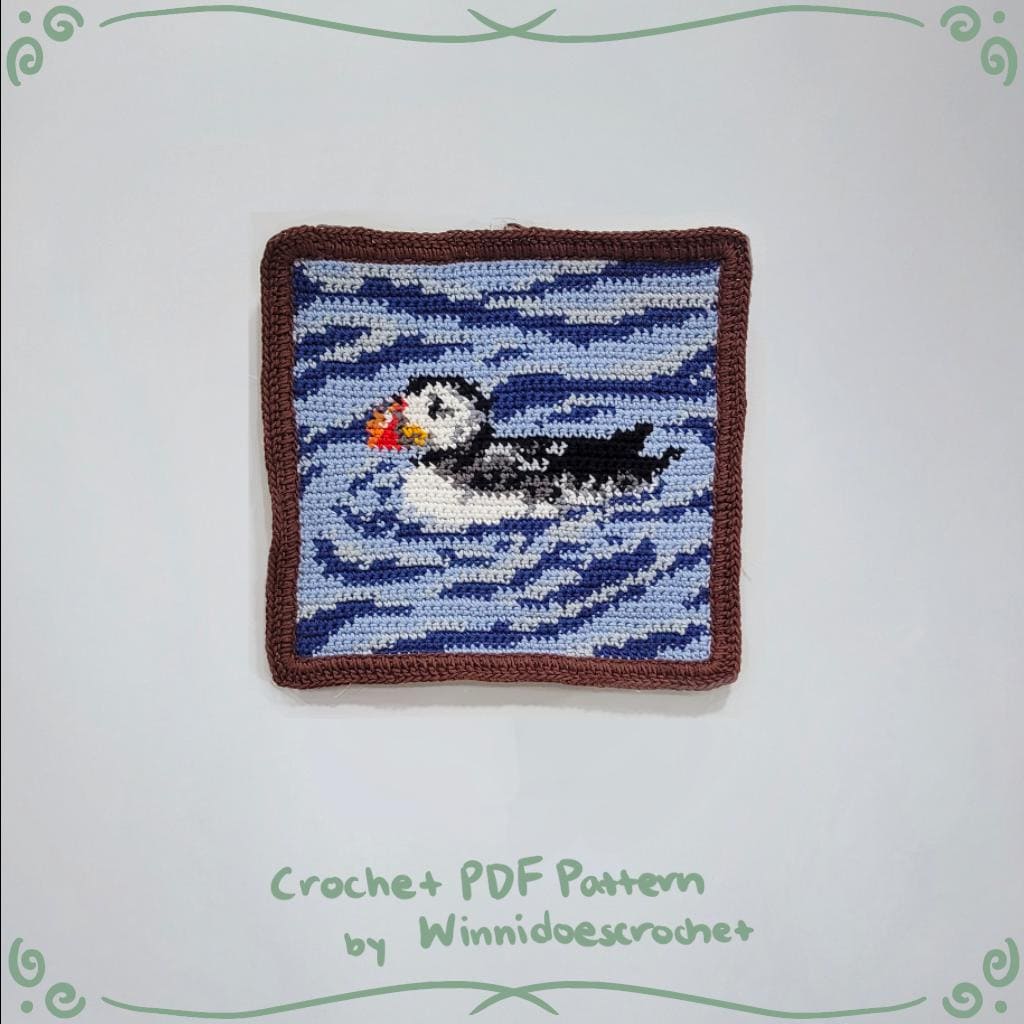 15 Tapestry Crochet Patterns: Our Favorite Wall Art, Bags, and Gifts 10 Puffin in Water Crochet Tapestry