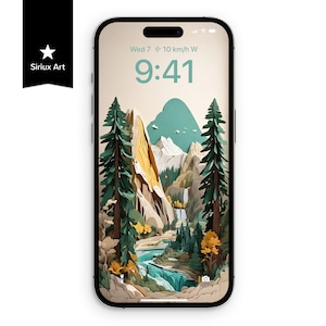 Yosemite Nationalpark USA Papercraft iPhone Wallpaper, Amerika Naturwunder Landschaft Papierfalte, Galaxy Handy Hintergrund Papierschnitt Art