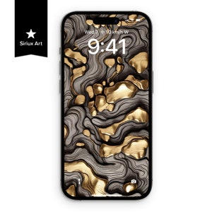 Sfondo per telefono con accenti in oro titanio, schermata di blocco estetica in oro lava, titanio dorato naturale, sfondo liquido grezzo, carta da parati di lusso
