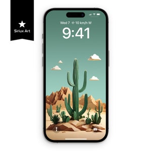 Papier peint papercraft Cactus du désert pour iPhone, Utah, Texas, Arizona, États-Unis, Mexique Chili, pli de papier succulent vert, fond de téléphone, art découpé