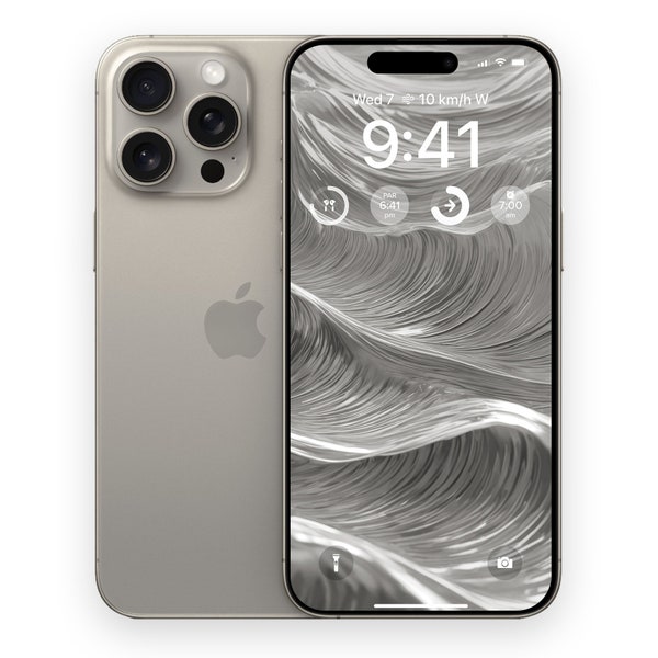 Natural Titanium Wave iPhone 15 Pro Max 4K Wallpaper, Aerospace Brush Alloy Abstract Material Background, Sulpt Metal Fluid Metallic Ripples