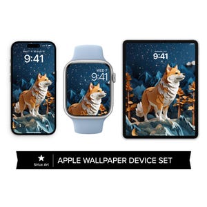Shiba Inu Dog Papercraft Wallpaper Apple Device Set, Hakicho Origami Aesthetic, Best Friend Pet Papercut Background, iPhone Apple Watch iPad