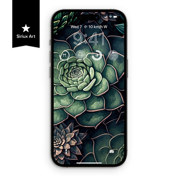 Boho Succulent Plant iPhone 15 Pro & Pro Max 4K Wallpaper | Botanical Wallpaper Lock Screen | Green Aesthetic Neutral Background Full Screen