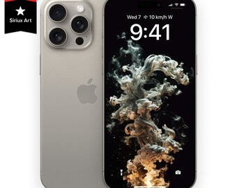 iPhone 15 Pro Max natuurlijk titanium kosmisch behang, sterrenformatie ruimtevaartmateriaal achtergrond, hemelse legering oorsprong elementaire telefoon