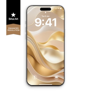 Gold Flow Phone Wallpaper: Abstract Waves (Digital Download)