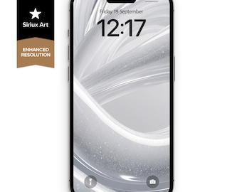 May include: A smartphone displaying a lock screen with a white and gray abstract swirl wallpaper. The screen shows the time 12:17 and the date Friday 19 September. The device has a black frame and a notch at the top center of the display.