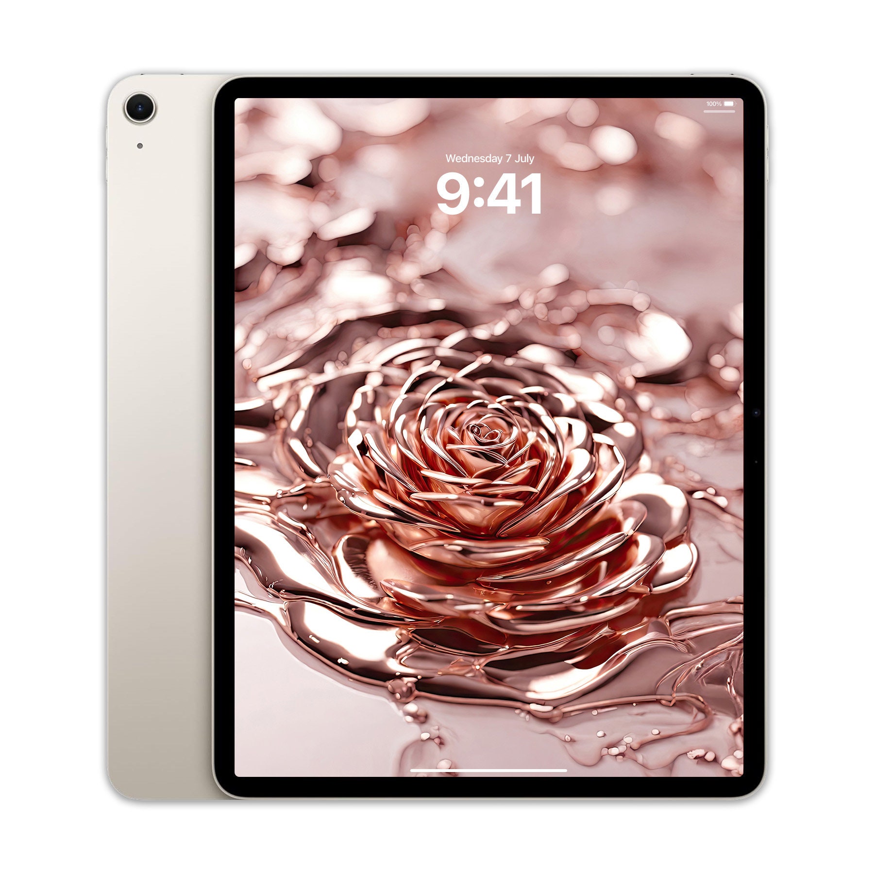 ローズゴールドのリキッドフラワー iPad 壁紙: エキゾチックな