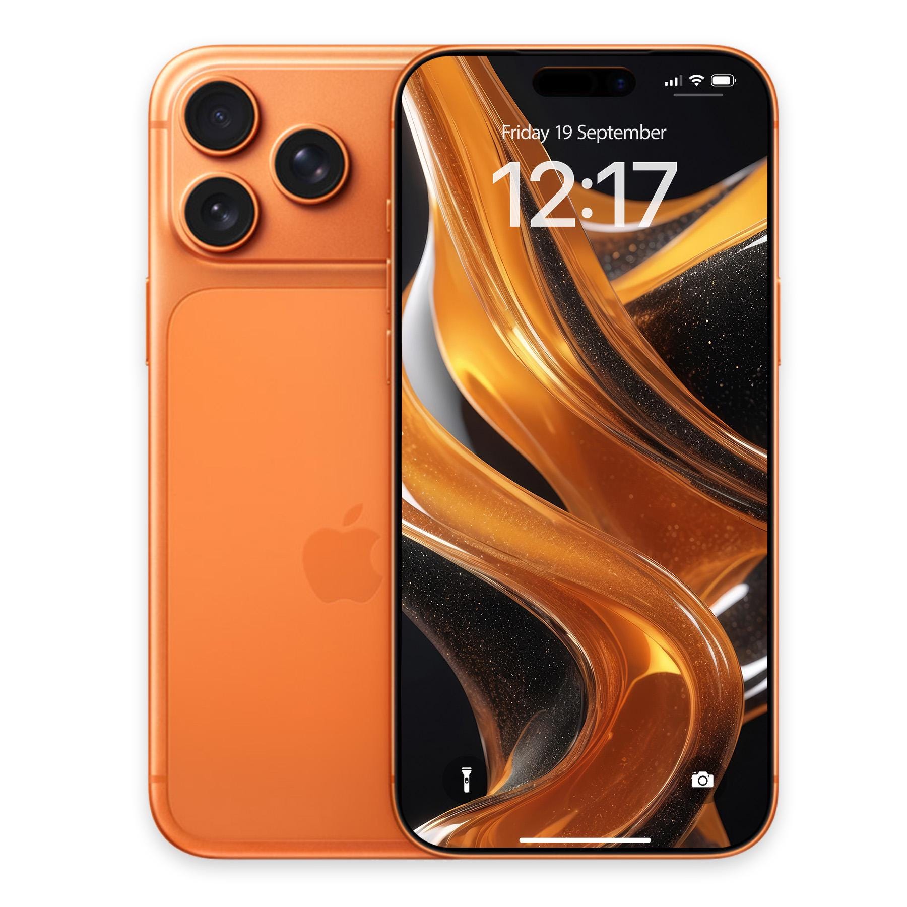 IPhone 17 Pro 用 コズミックオレンジの斑点模様の渦巻き壁紙：半透明