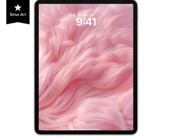Soft Pink Fluffy Fur iPad Wallpaper: Cozy Warm Background (Digital Download)