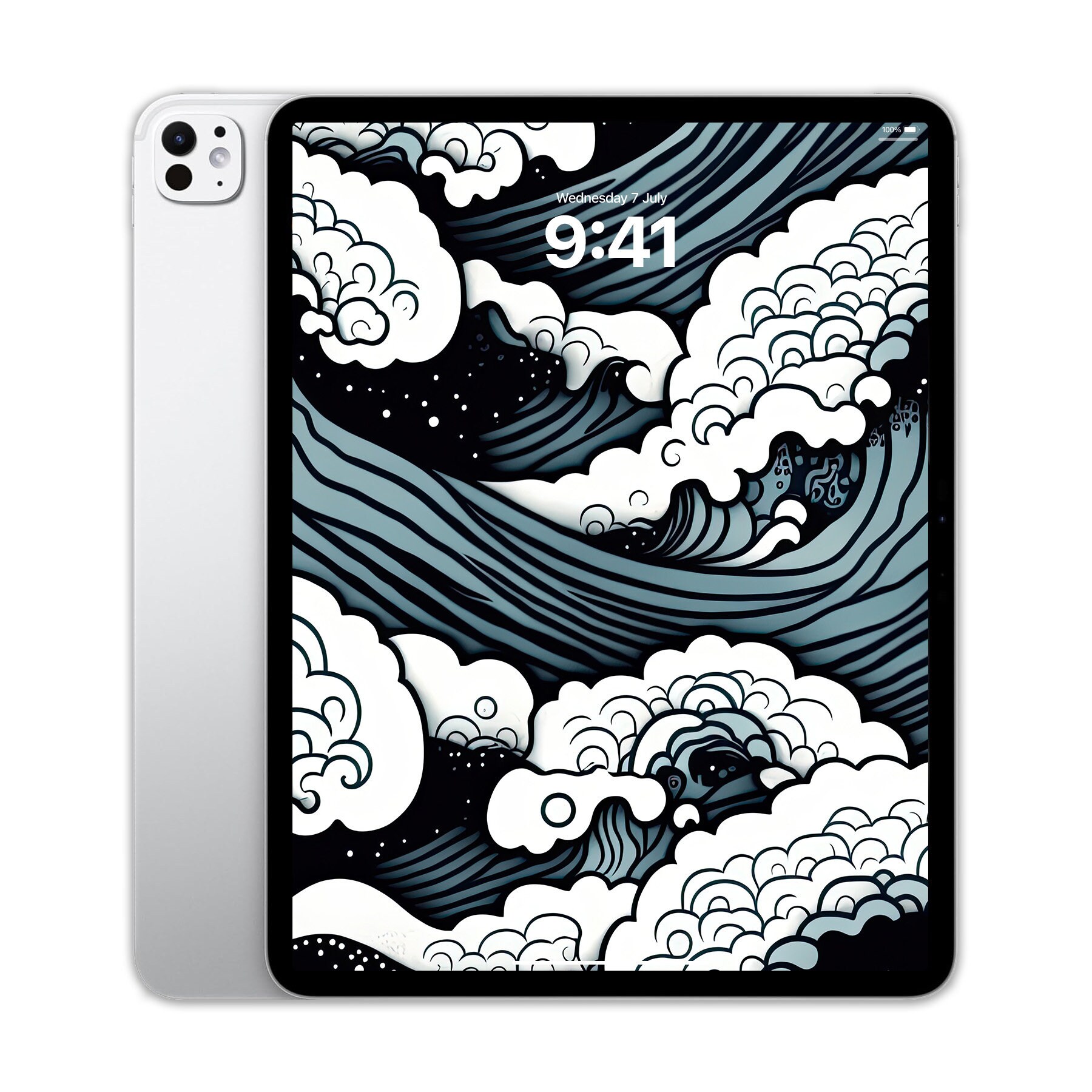 Ocean Wave Splash Wallpaper Ipad, Full Screen Japanese Art
