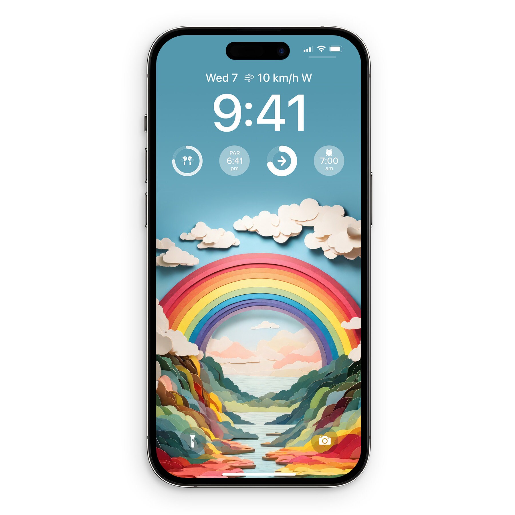 Rainbow Papercraft Phone Wallpaper Set, Colorful Paper Cut Out ...
