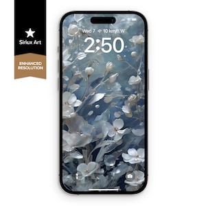 Papier peint fleur translucide sous-marine pour téléphone | Arrière-plan esthétique floral d'été | Fleurs élégantes paisibles | Art calme et rêveur