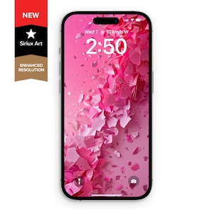 Sfondo per telefono con fiocchi di glitter rosa / Sfondo astratto con rosa scintillante / Sfondo estetico iridescente femminile rosa acceso / Schermata di blocco e iniziale