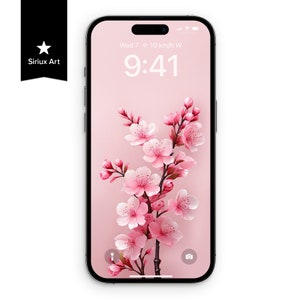 Pink Cherry Blossom Phone Wallpaper, Pretty Simple Flower Aesthetic Art, Love Passion Spring Flower, Minimalism Sweet Love Sakura Background