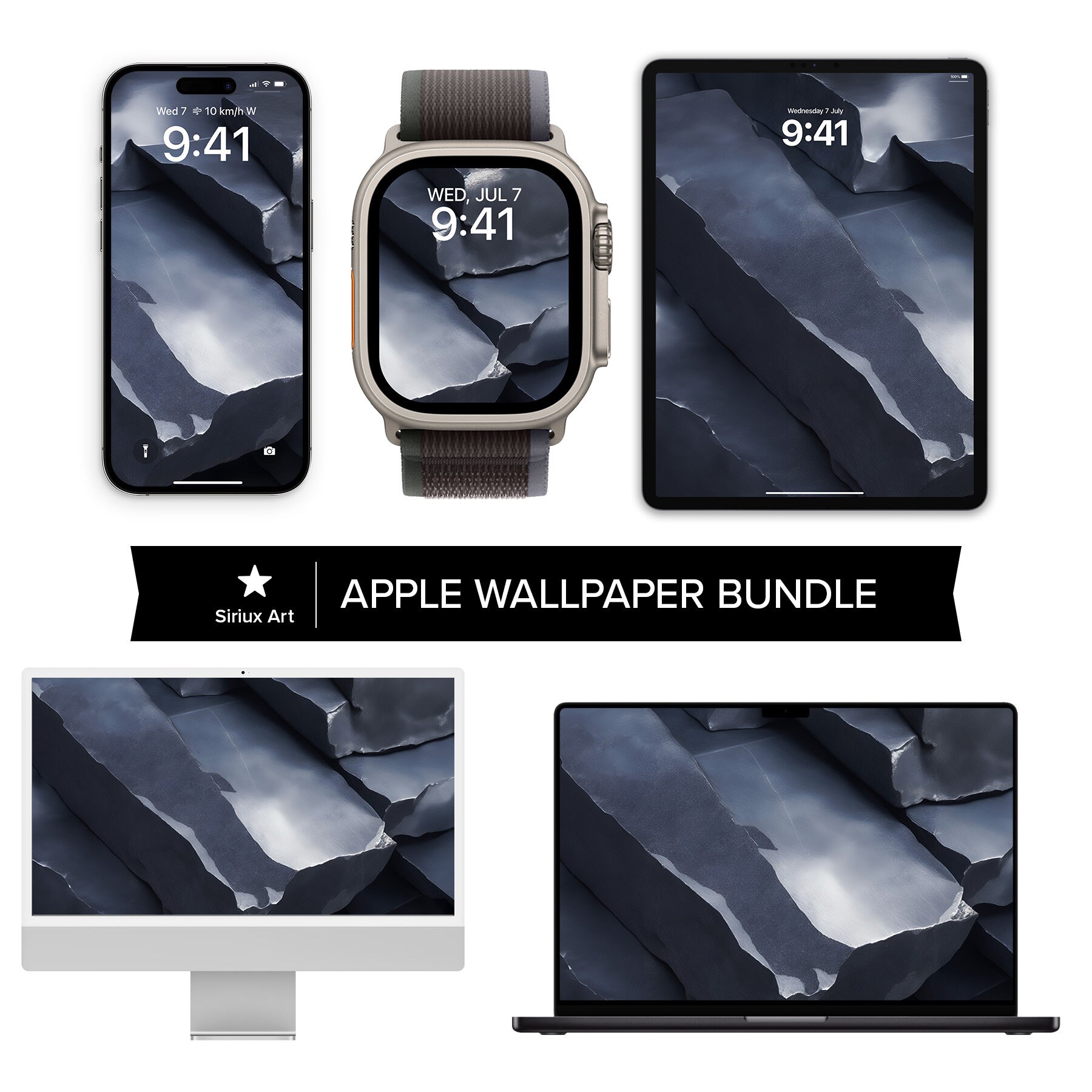 Blue Titanium Apple Bundle Wallpaper Raw Metal Background Aerospace Grade Material Premium Alloy iPhone Apple Watch iPad Imac MacBook Etsy Australia